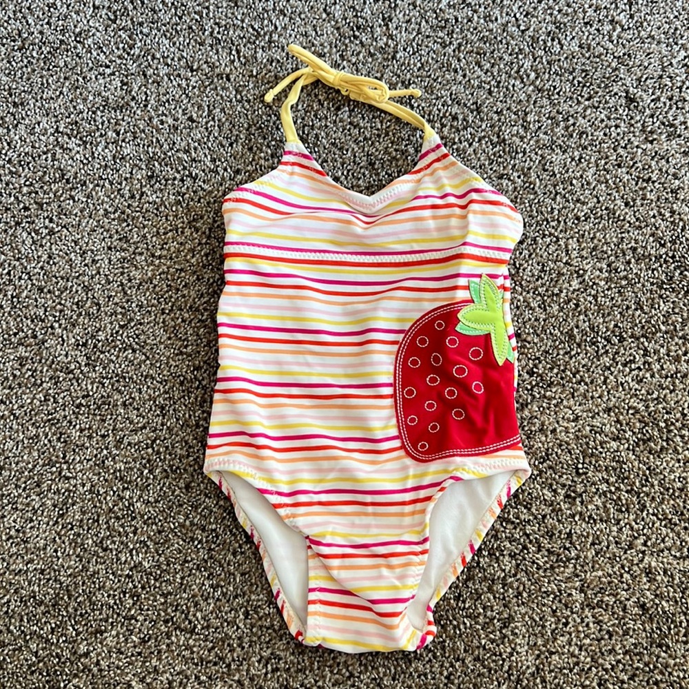 Old Navy baby girl swimsuit strawberry striped
